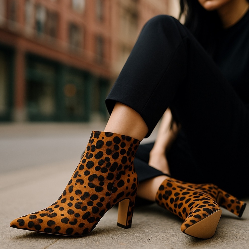 Weeboo cheetah print heeled boots size 6.5